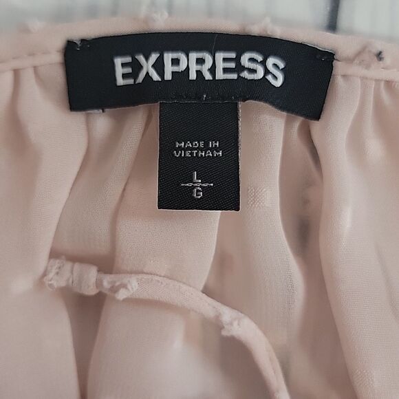 Express Sheer Peach Colored Blouse With Embroidered Details Womens Size Lg - Picture 8 of 11